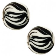 Polaris cabochon Plat 12mm zebra Light silver shade